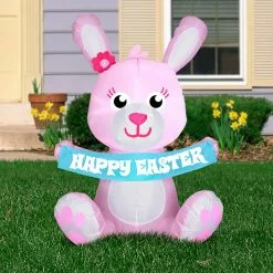 Gemmy Airblown Outdoor Happy Easter Pink Bunny Inflatable -Deals Gemmy Store 1486425 A1