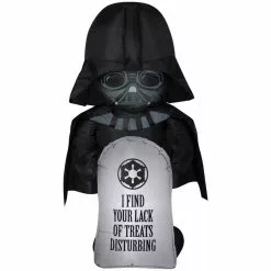 Gemmy Air-Blown Stylized Darth Vader with Tombstone Inflatable, Self-Inflates, G-225042