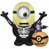 Gemmy Air-Blown Minion Skeleton with Pumpkin Scene Inflatable, Self-Inflates, G-225046 -Deals Gemmy Store 1547573