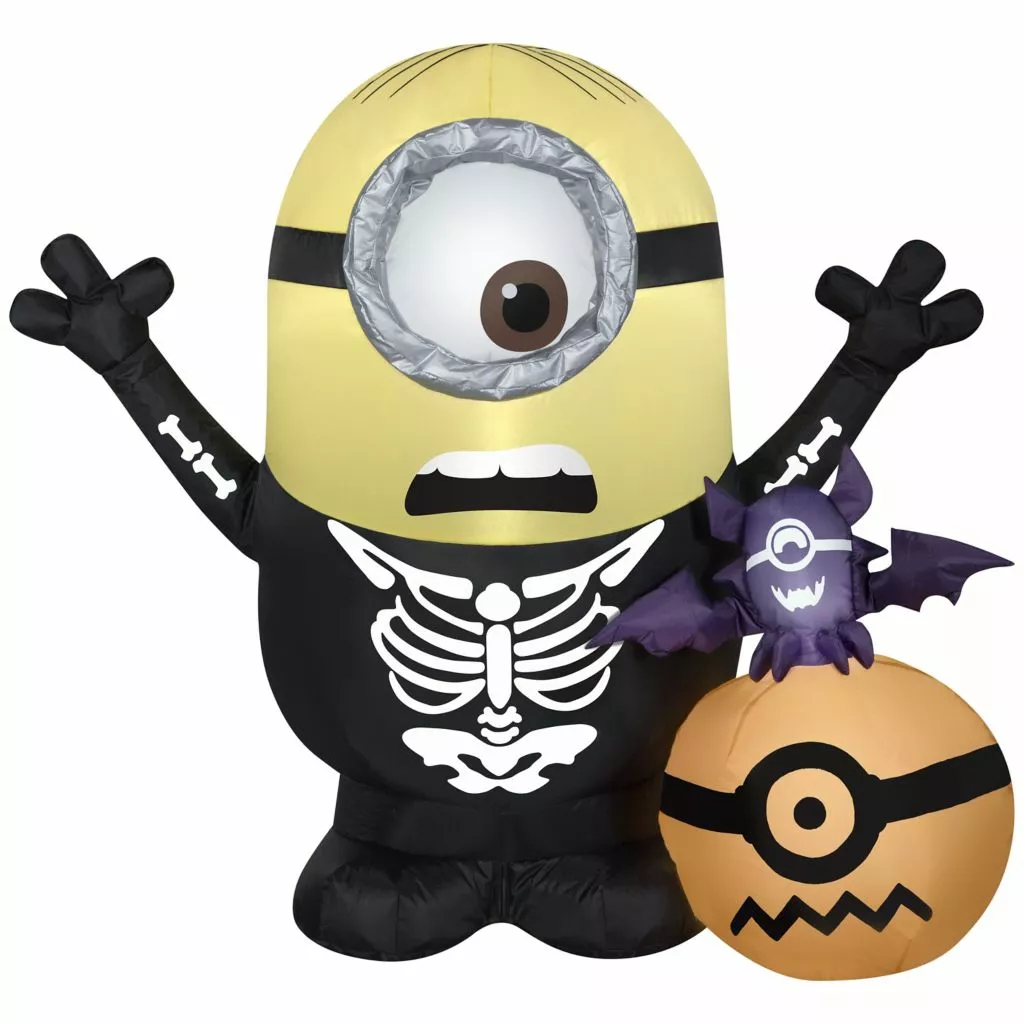Gemmy Air-Blown Minion Skeleton with Pumpkin Scene Inflatable, Self-Inflates, G-225046 3 Gemmy Air-Blown Minion Skeleton with Pumpkin Scene Inflatable, Self-Inflates, G-225046