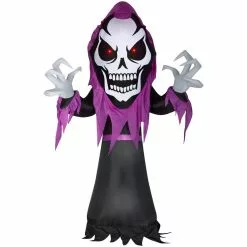 Gemmy Airblown Inflatable Skeleton Reaper Decoration with Red LED Eyes, Self-Inflates, Lights Up, G-221979