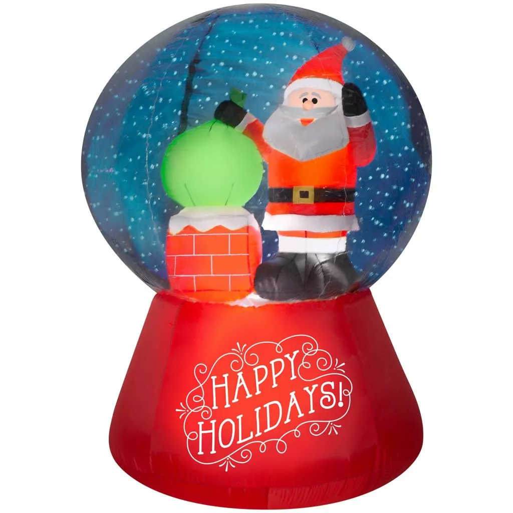 Gemmy Airblown Inflatable Snow Globe Santa on Rooftop Scene 3 Gemmy Airblown Inflatable Snow Globe Santa on Rooftop Scene