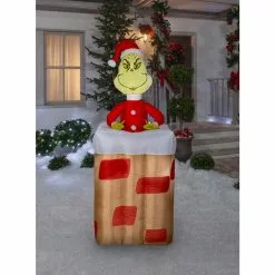 Gemmy Animated Inflatable Grinch in Chimney -Deals Gemmy Store 1572879 A1