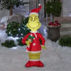 Gemmy Airblown Grinch with Red and White Candy Cane Decor, G-114904 -Deals Gemmy Store 1624142 A1