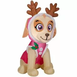 Gemmy Airblown Inflatable Skye in Pink Snow Outfit with Antlers, Nick