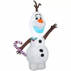 New! Gemmy Airblown Inflatable Olaf with Candy Cane, G-112562