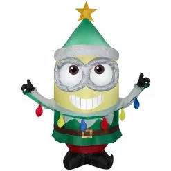 New! Gemmy Airblown Inflatable Minion Dave with Light String, G-119007